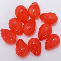 5x7mm Side Drill Czech Glass Tear Drop, Milky Strawberry, Pack of 10