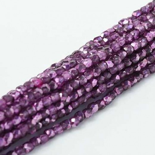 Crystal Amethyst Metallic Ice 2mm Fire Polished Beads, 75pcs