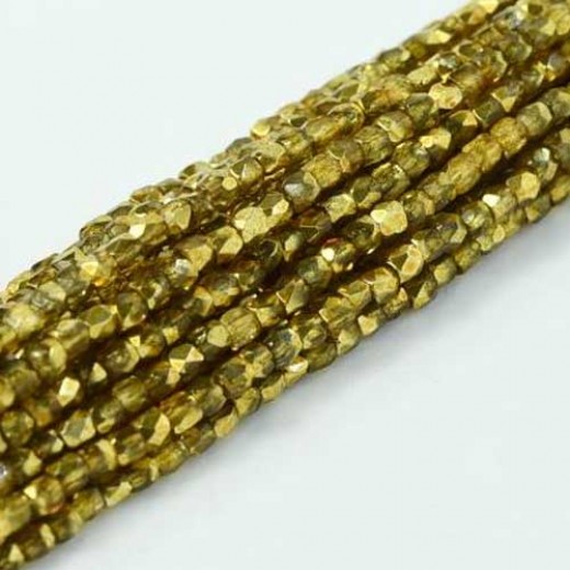 Crystal Apricot Metallic Ice 2mm Fire Polished Beads, 75pcs