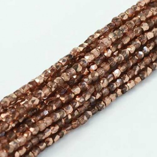 Crystal Peach Metallic Ice 2mm Fire Polished Beads, 75pcs