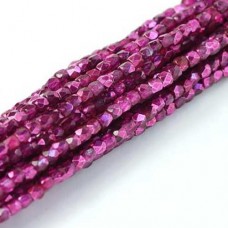 Crystal Pink Metallic Ice 2mm Fire Polished Beads, 75pcs