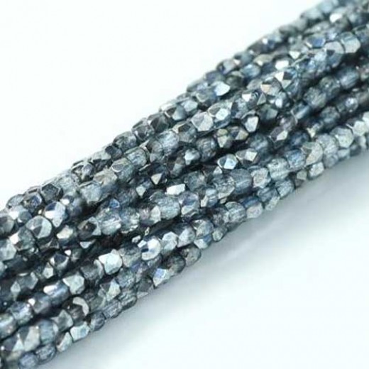 Crystal Sky Metallic Ice 2mm Fire Polished Beads, 75pcs