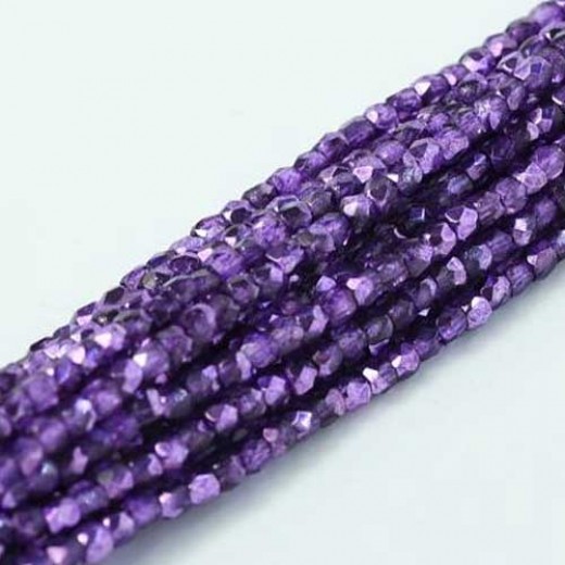 Crystal Violet Metallic Ice 2mm Fire Polished Beads, 75pcs