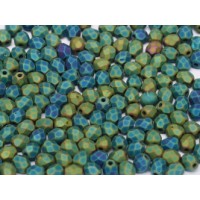 Jet Matted Green Iris 4mm Firepolished beads, 120pcs