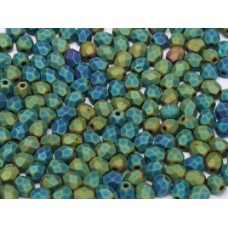 Jet Matted Green Iris 4mm Firepolished beads, 120pcs