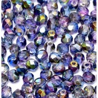 6mm Fire Polished Crystal Magic Blue, 50 Pcs