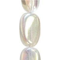 Crystal AB Wavy Flat Oval Czech Beads, strand of 13 beads