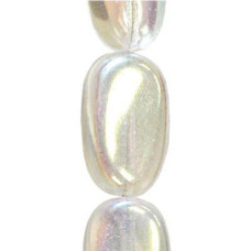 Crystal AB Wavy Flat Oval Czech Beads, strand of 13 beads Crystal AB Wavy Flat Oval Czech Beads, strand of 13 beads