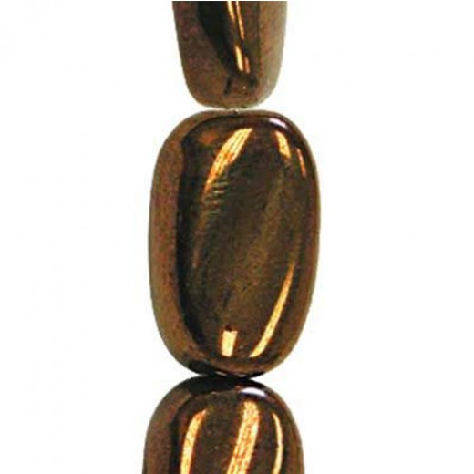 Dark Bronze Wavy Flat Oval Czech Beads, strand of 13 beads