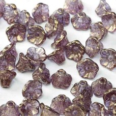 Crystal Lila Vega Luster 5x7mm Flower Cup Beads, approx. 50