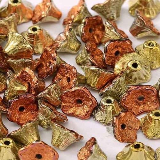 Jet California Gold Rush 5x7mm Flower Cup Beads, approx. 50