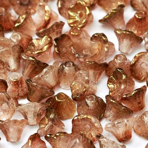 Crystal Rose Luster 5x7mm Flower Cup Beads, approx. 50