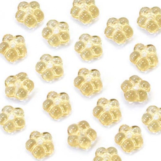 Amber 5mm Czech Glass Flower Spacer Bead, 40pcs