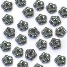 Hematite 5mm Czech Glass Flower Spacer Bead, 40pcs