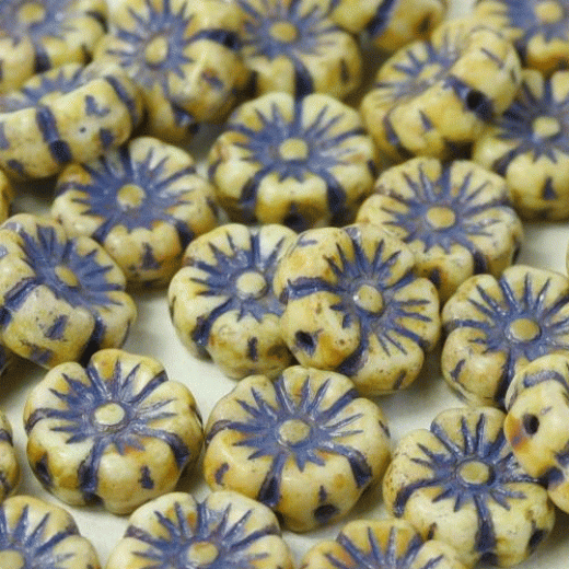 7mm Chalk White 96833 Pressed Glass Flower Beads, pack of 20 beads