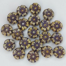 7mm Chalk White 96384 Pressed Glass Flower Beads, pack of 20 beads
