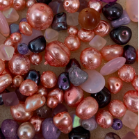 Pressed Czech Glass Beads, Pink, Approx 50 Grams