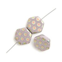 Hexagon Peacock Beads, Violet Vitrail Medium Matte, Strand of 12