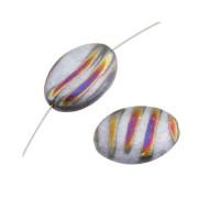 Peacock Beads Flat 20mm x 14mm oval bead Opaque Light Blue Luster Vitrial Chrome