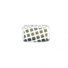 Rectangle Peacock Beads, White Marea, Strand of 10