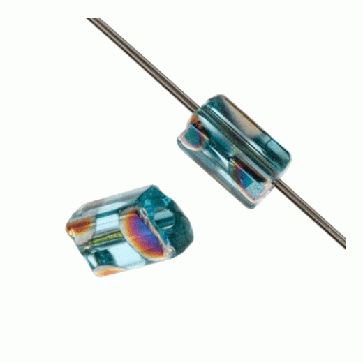 Glass Peacock Tiny Flat Beads 5x3.5mm Transparent Aqua, pack of 40