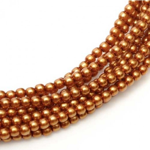 Copper Shiny 2mm Glass Pearls, Approx 150 Beads