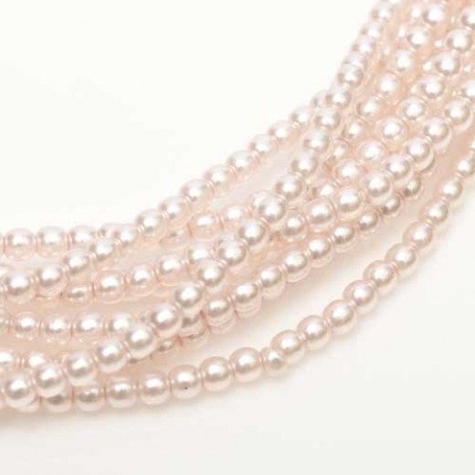 Pale Pink Shiny 2mm Glass Pearls, Approx 150 Beads