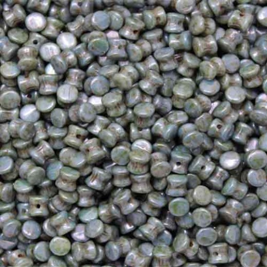 Pellet Beads Chalk White Blue 4x6mm 50pieces