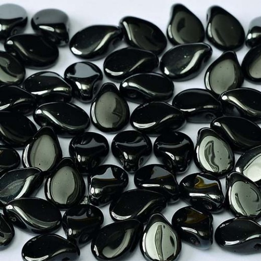 Jet Vacuum Hematite Full Pip Beads - 50pcs 