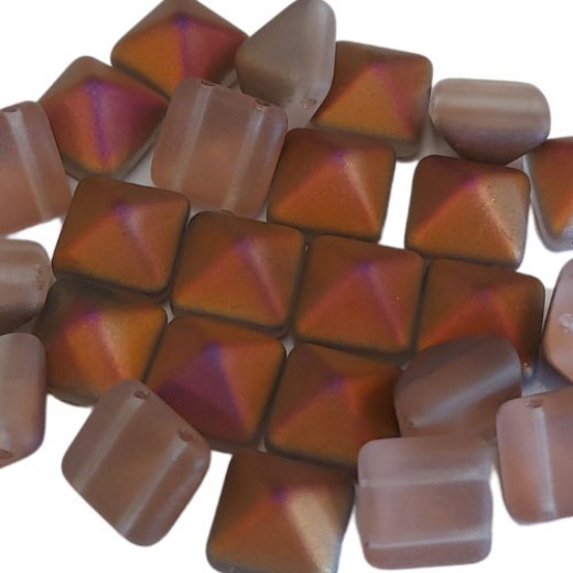 12mm Twin Hole Pyramid Beads, Crystal Sliperit Matted, Pack of 5