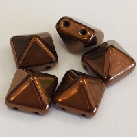 12mm Twin Hole Pyramid Beads, Dark Bronze, Pack of 5