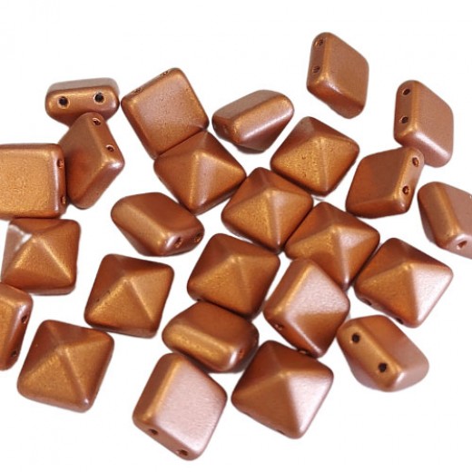 12mm Twin Hole Pyramid Beads, Vintage Copper, Pack of 5