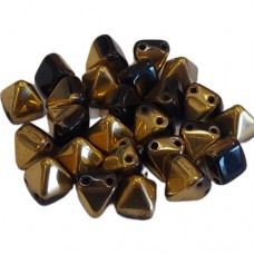 6mm Twin Hole Pyramid Beads, Jet Amber, Pack of 25