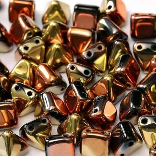 6mm Twin Hole Pyramid Beads, Jet California Gold Rush, Pack of 25