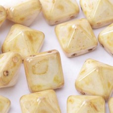 12mm Twin Hole Pyramid Beads, Alabaster Marble, Pack of 5