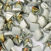 6mm Twin Hole Pyramid Beads, Alabaster Marea, Pack of 25