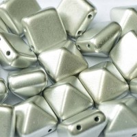 12mm Twin Hole Pyramid Beads, Aluminium Silver, Pack of 5