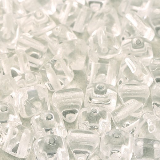 6mm Twin Hole Pyramid Beads, Crystal, Pack of 25