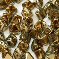 6mm Twin Hole Pyramid Beads, Crystal Amber, Pack of 25