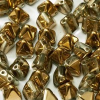 Bulk Bag 6mm Twin Hole Pyramid Beads, Crystal Amber, Pack of 100