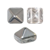 12mm Twin Hole Pyramid Beads, Crystal Labrador, Pack of 5