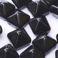 12mm Twin Hole Pyramid Beads, Jet Black, Pack of 5