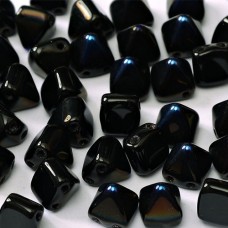 Bulk Bag 6mm Twin Hole Pyramid Beads, Jet Azuro, Pack of 100