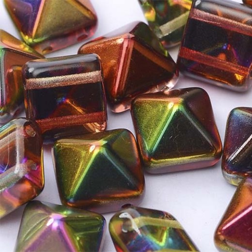 Crystal Magic Apple 12mm Twin-Hole Pyramid Bead - pack of 5 Beads