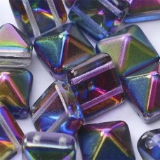 12mm Twin Hole Pyramid Beads, Crystal Magic Blue, Pack of 5