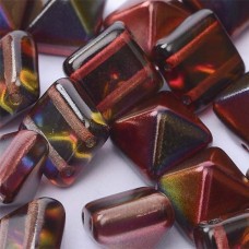 12mm Twin Hole Pyramid Beads, Crystal Magic Wine, Pack of 5