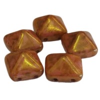 12mm Twin Hole Pyramid Beads, Roman Rose, Pack of 5