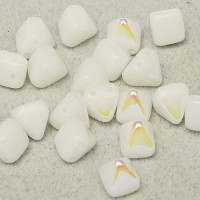 6mm Twin Hole Pyramid Beads, White AB, Pack of 25