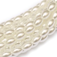 Bright White 6mm x 4mm Rice Pearl Beads, pack of 100pcs