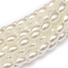 Bright White 6mm x 4mm Rice Pearl Beads, pack of 100pcs